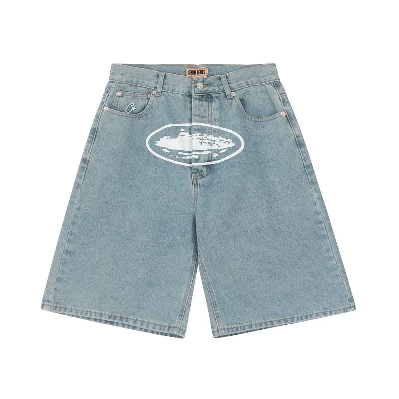 ALCATRAZ - PRINT DENIM SHORTS