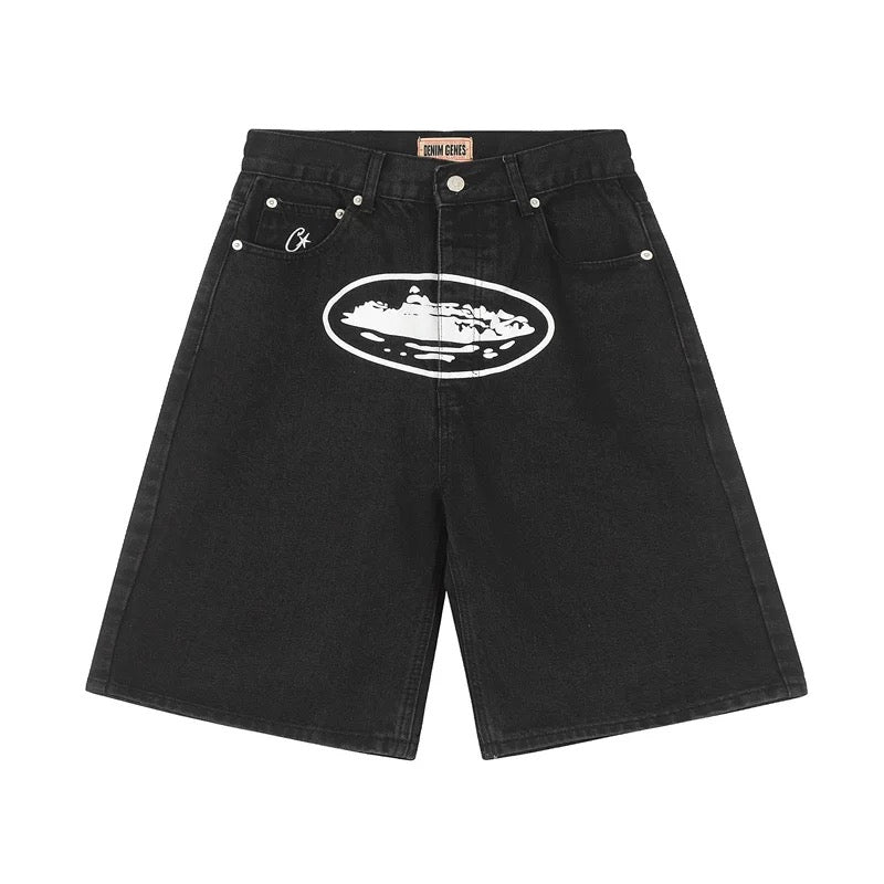 ALCATRAZ - PRINT DENIM SHORTS