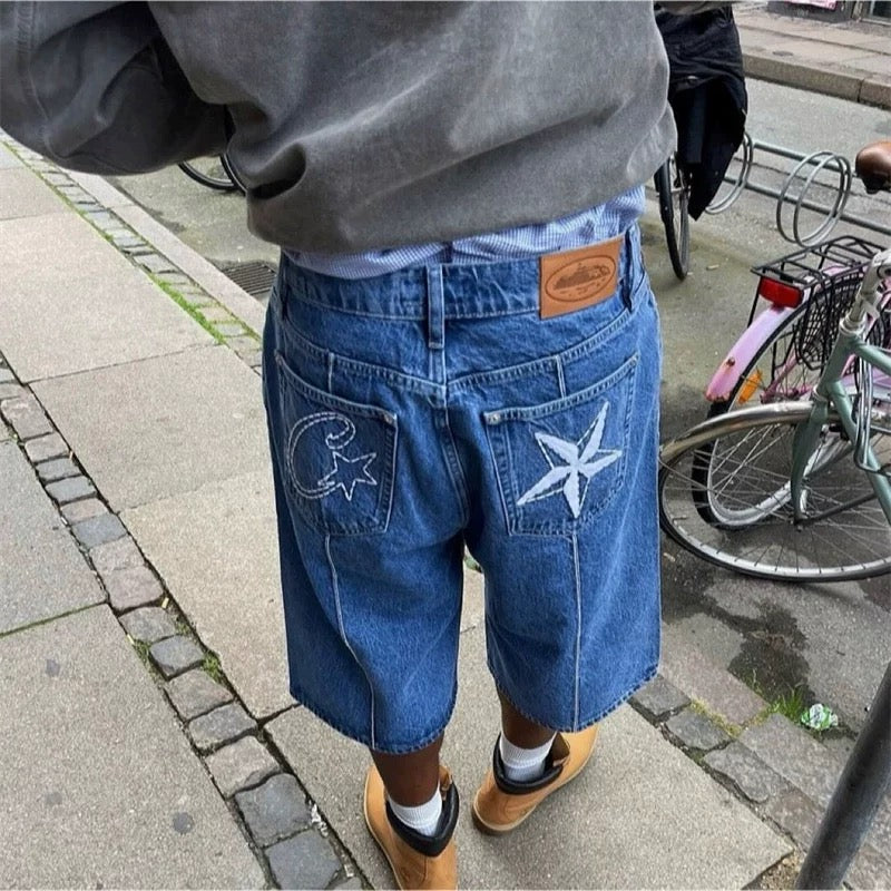 ALCATRAZ - STAR DENIM SHORTS