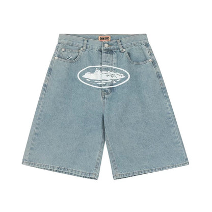 ALCATRAZ - PRINT DENIM SHORTS